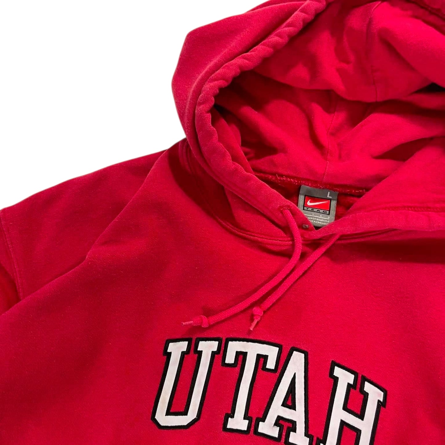 VINTAGE EMBROIDERED NIKE RED UNIVERSITY OF UTAH HOODIE (XL)