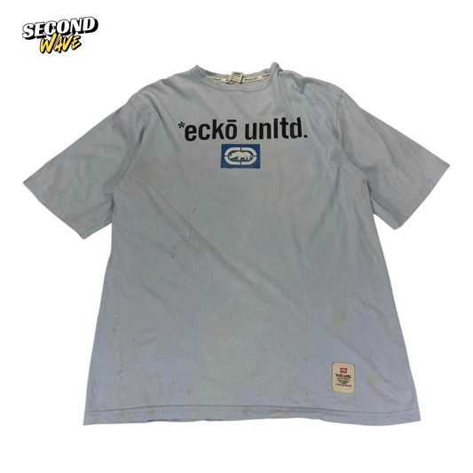 TRASHED ECKO UNLTD BLUE COTTON T-SHIRT (L)