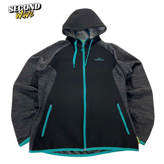 KATHMANDU BLACK AND GRAY ZIP-UP HOODIE (M-L)