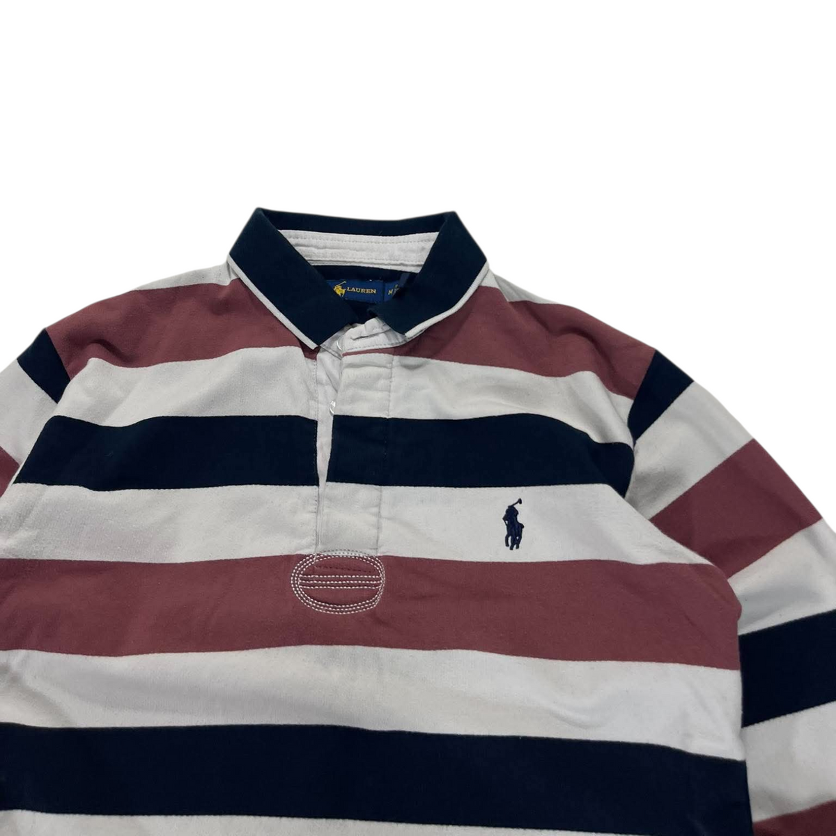 RALPH LAUREN RUGBY STRIPED POLO LONGSLEEVE (S - M)