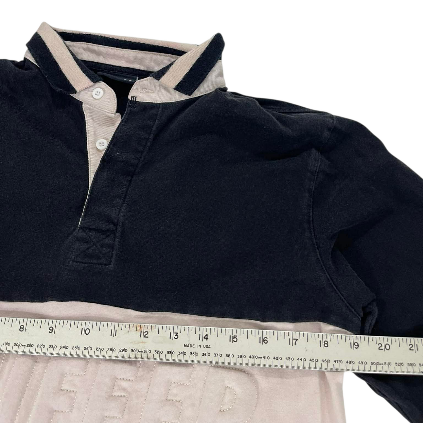 HUFFER RUGBY LONG SLEEVE POLO SHIRT (S-M)