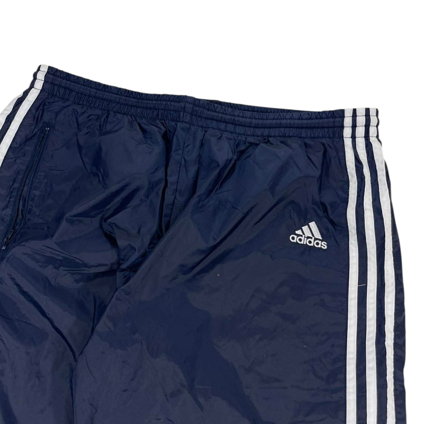 VINTAGE ADIDAS NAVY BLUE TRACK PANTS (L-XL)