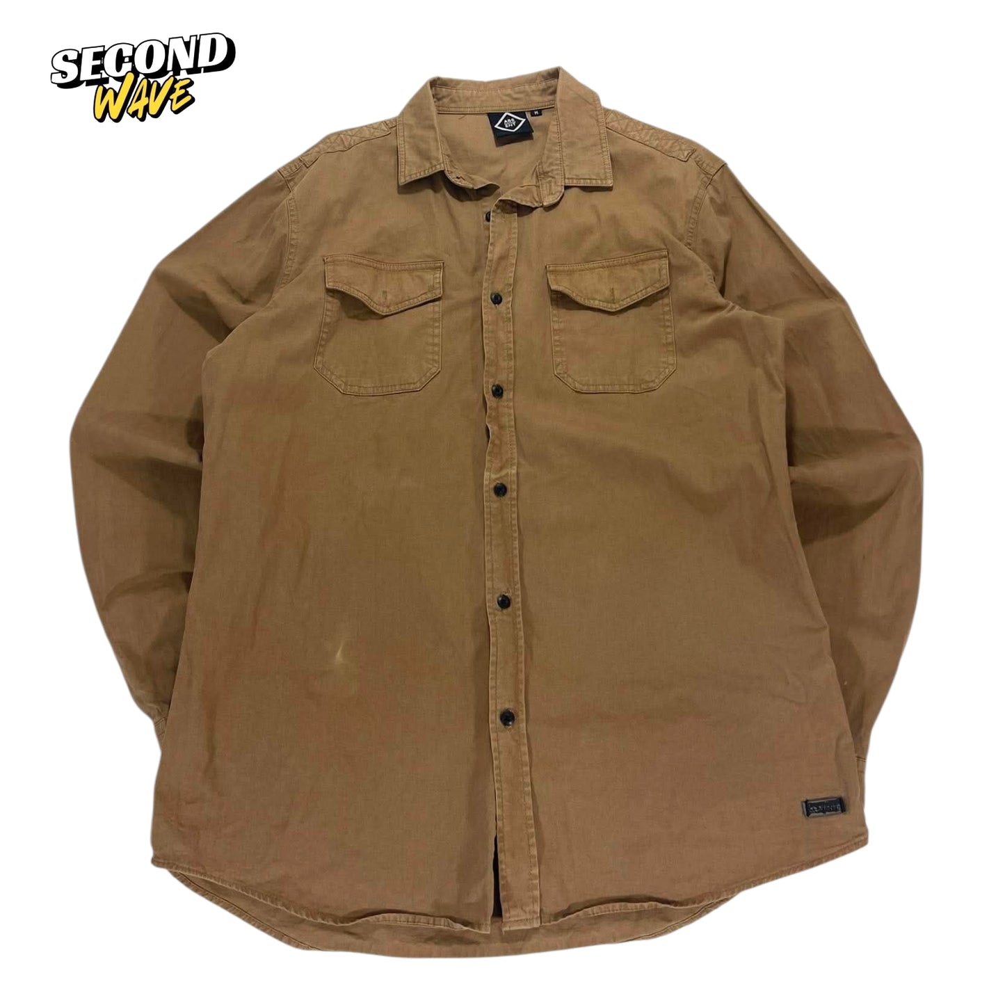 ABSCENT BROWN BUTTON UP SHIRT (M-L)
