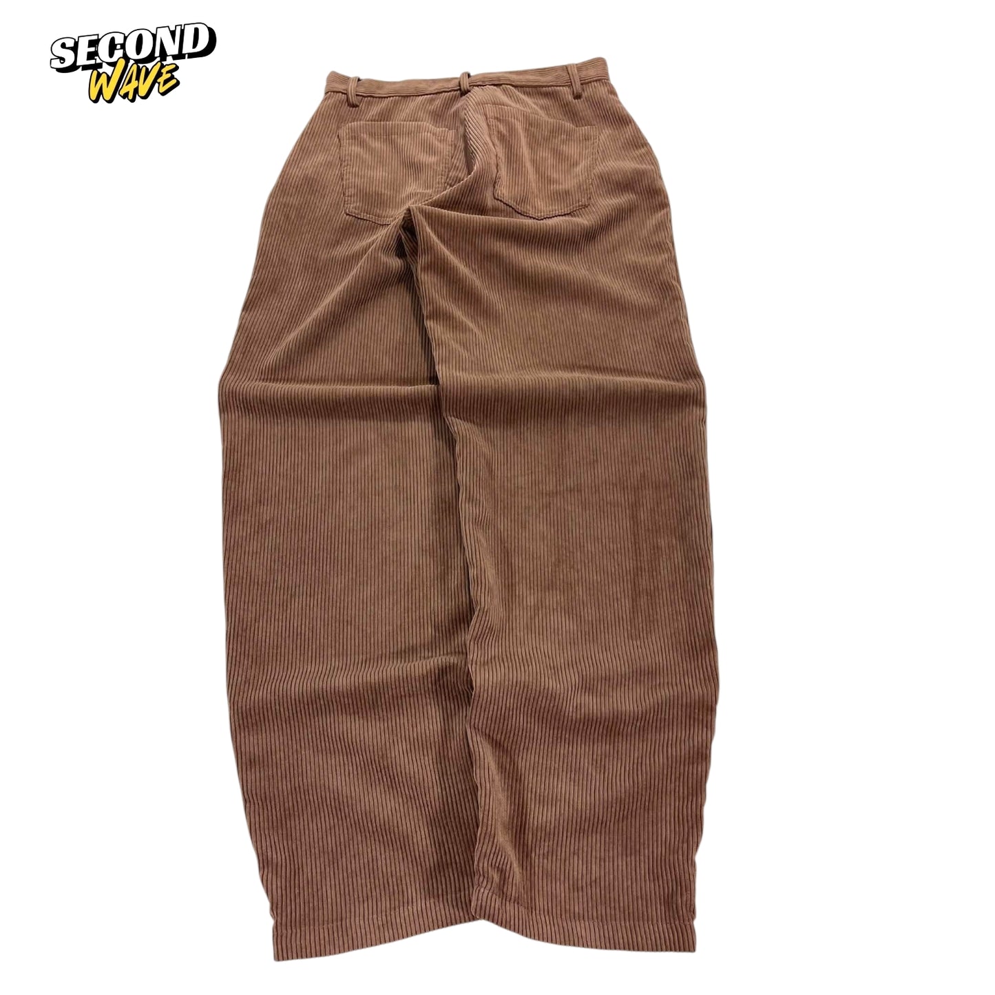WOMENS COTTON ON BROWN CORDUROY WIDE LEG TROUSERS (28)