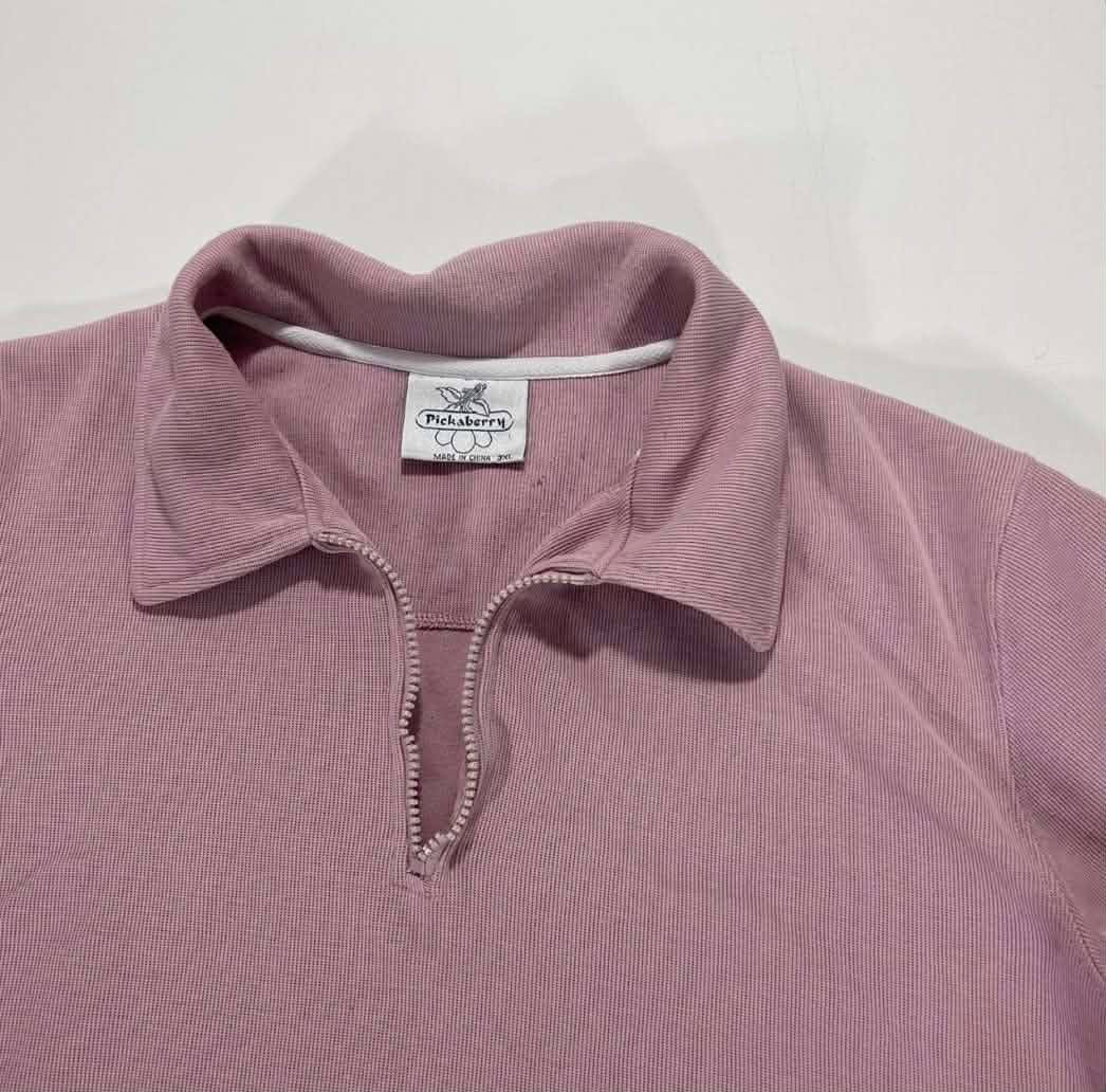 Y2K PICKABERRY PINK QUARTER ZIP SWEATSHIRT (XL)