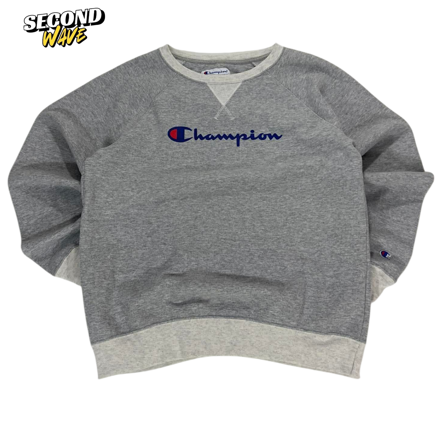 CHAMPION GREY SWEATSHIRT EMBROIDERED LOGO (M)
