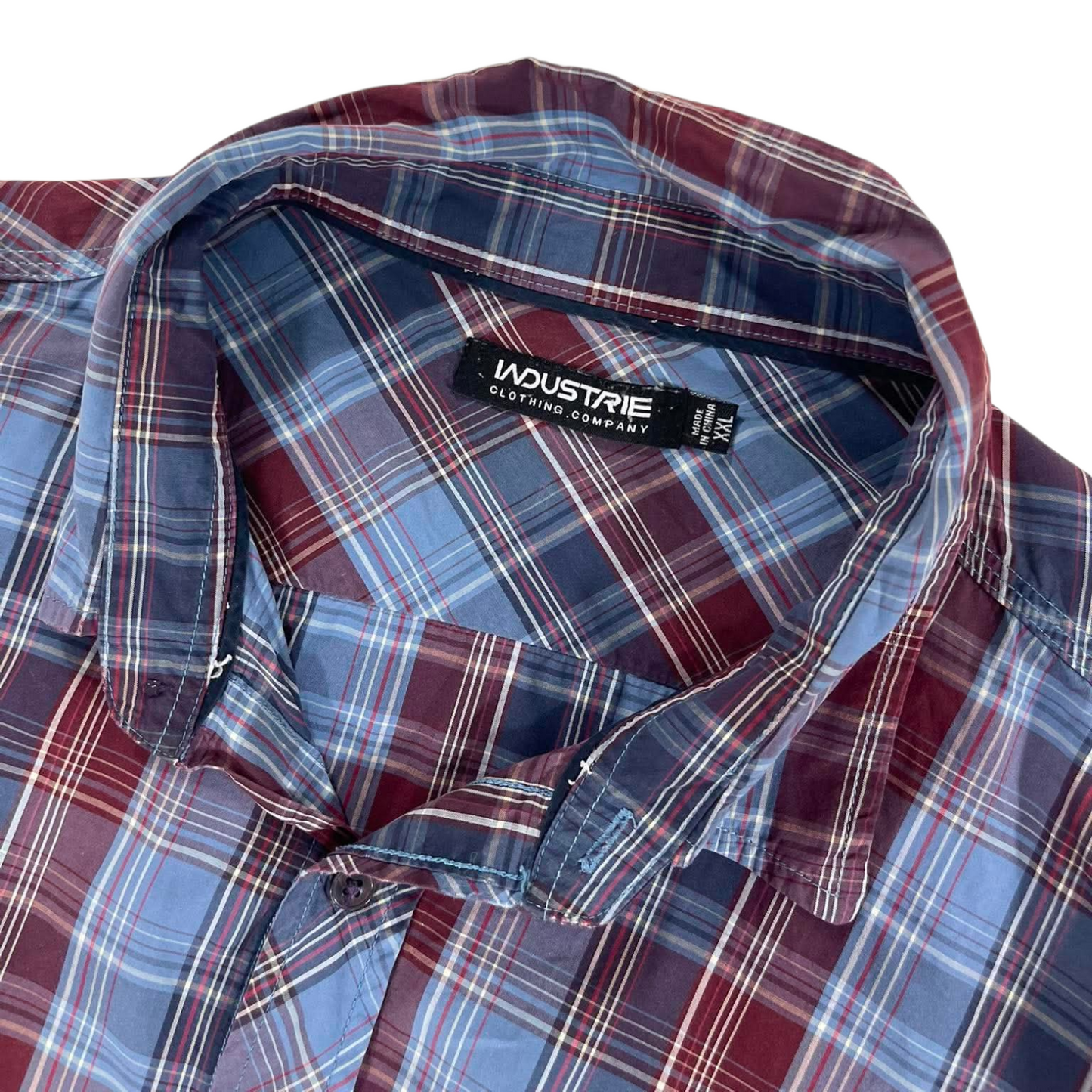 90S BLUE & RED PLAID BUTTON UP SHIRT (XL-XXL)