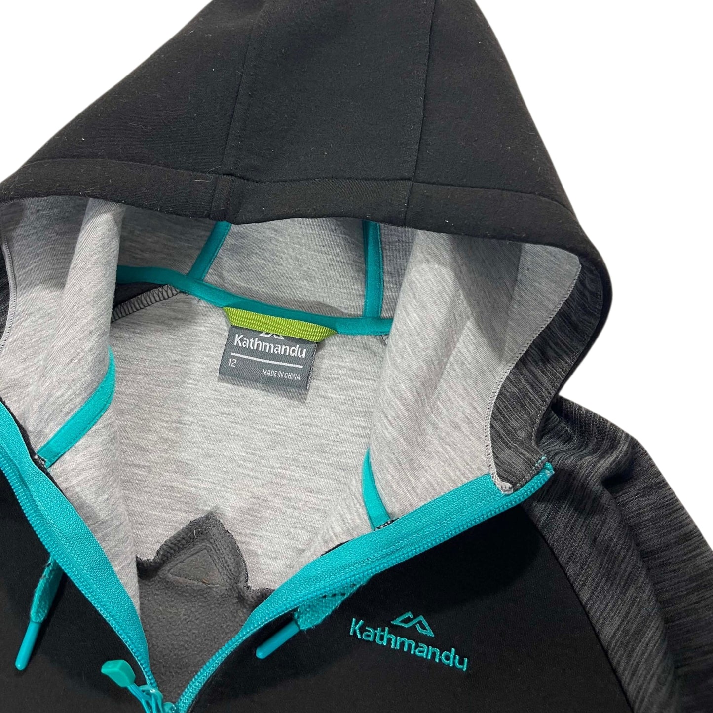 KATHMANDU BLACK AND GRAY ZIP-UP HOODIE (M-L)
