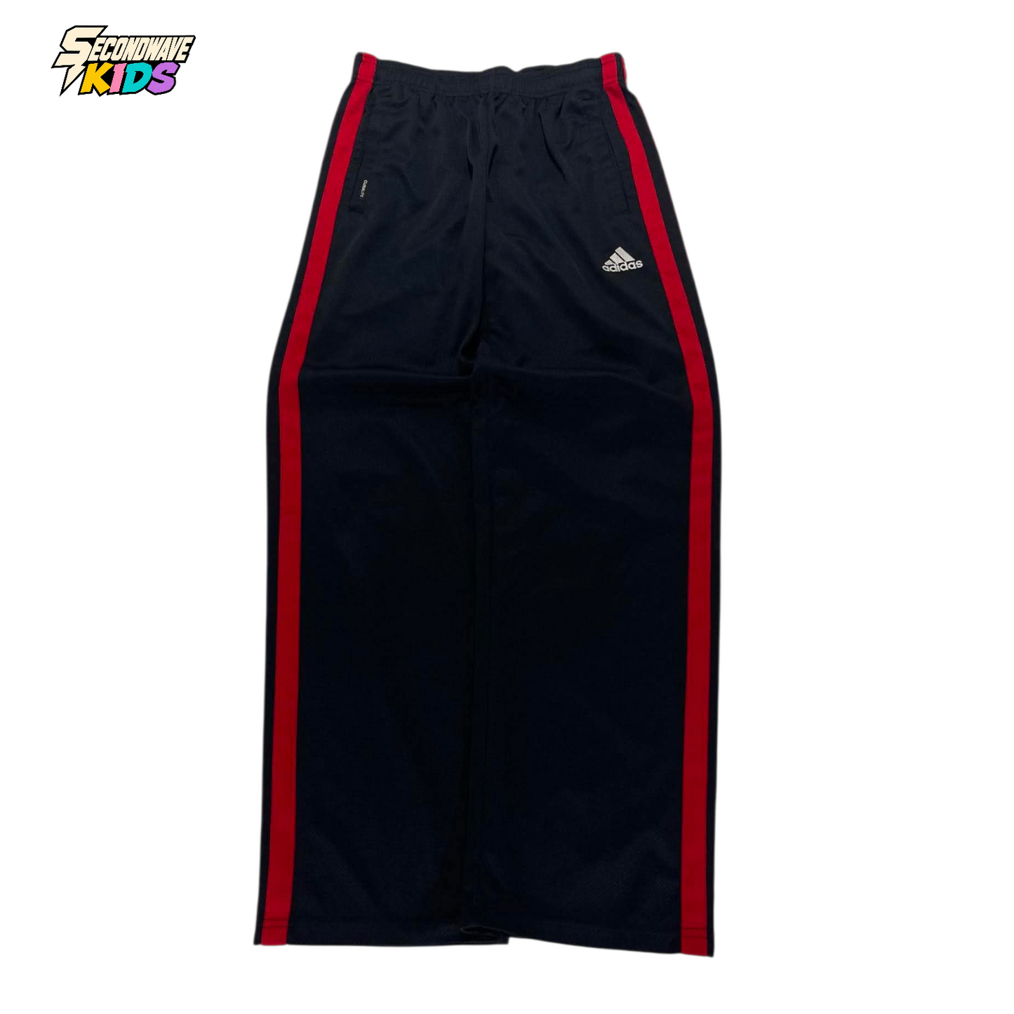 ADIDAS BLACK & RED TRACK PANTS ⁷ (L)