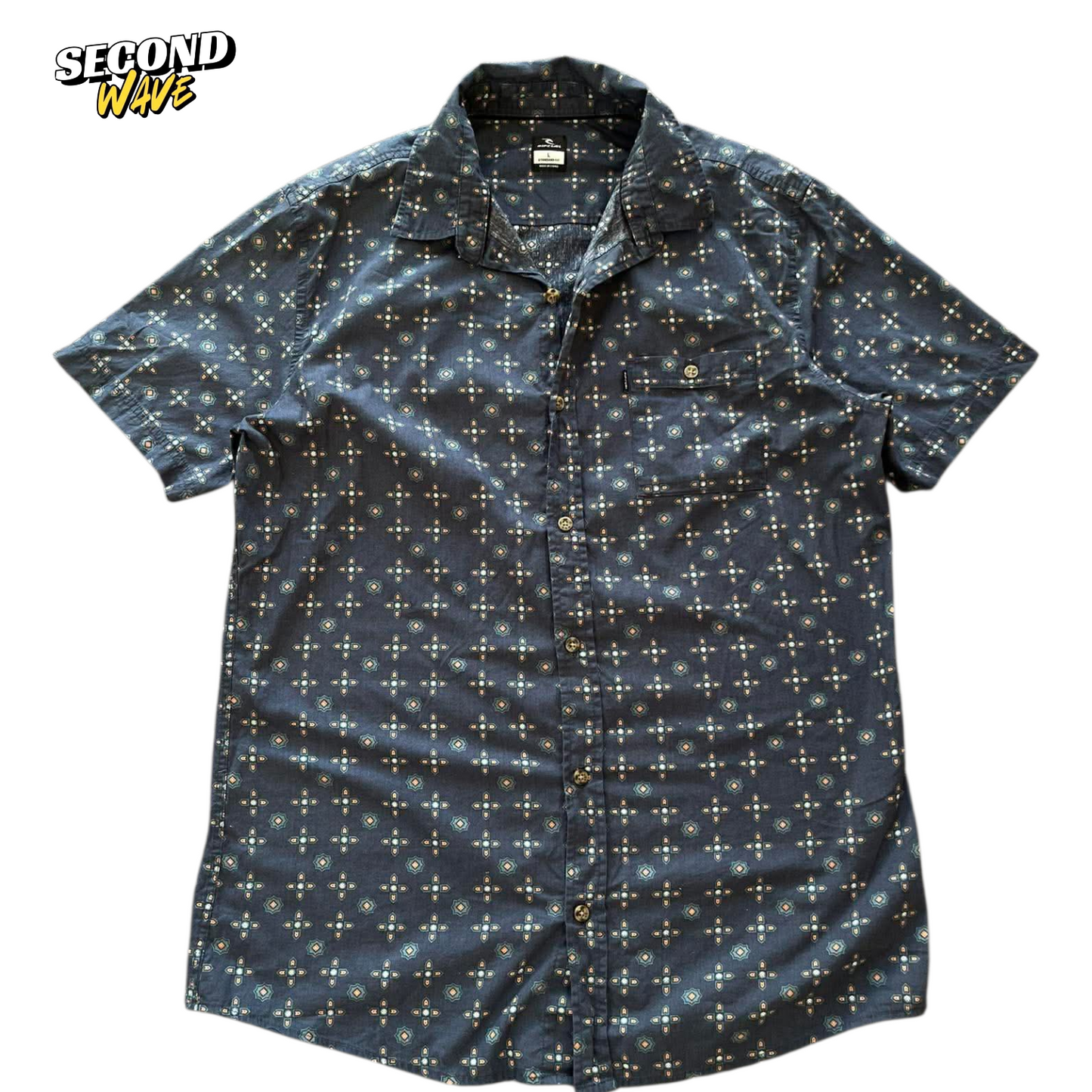 VINTAGE RIP CURL BLUE BUTTON UP SHIRT (M)