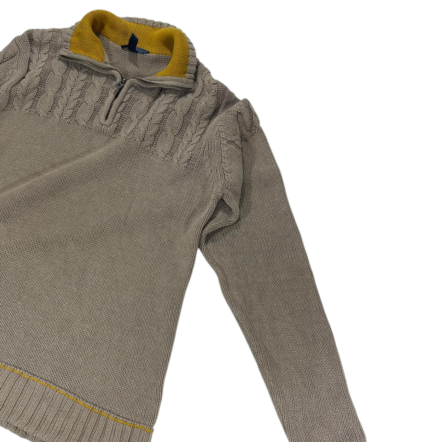 VINTAGE CABLE KNIT QUARTER ZIP SWEATER (M)