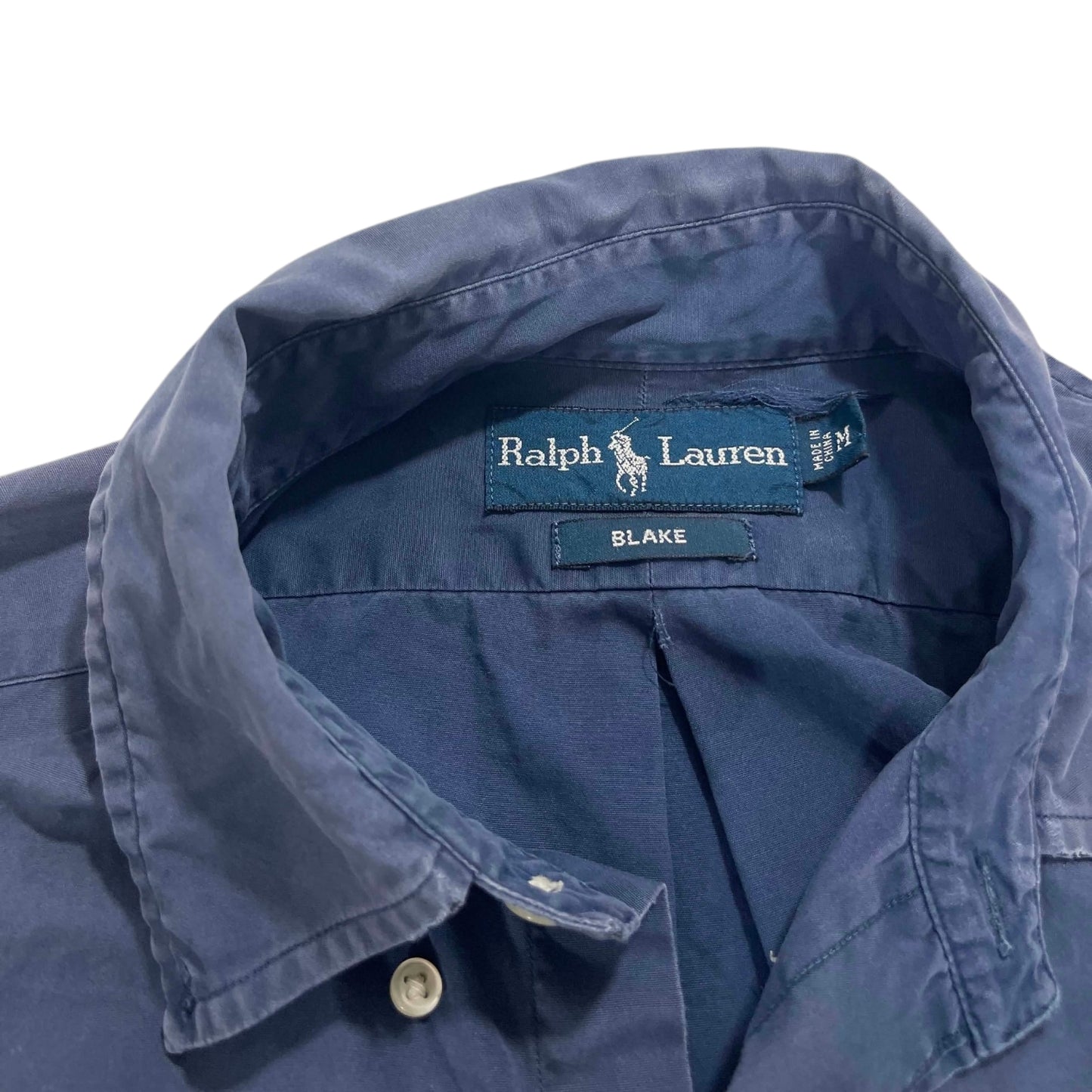 VINTAGE RALPH LAUREN NAVY POLO BUTTON UP (M)