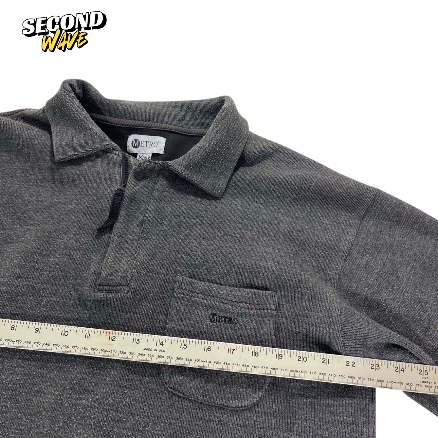 METRO GREY LONG SLEEVE QUARTERZIP POLO (XL)