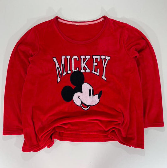 VINTAGE RED MICKEY MOUSE SWEATSHIRT FLEECE WITH EMBROIDERED DETAILS