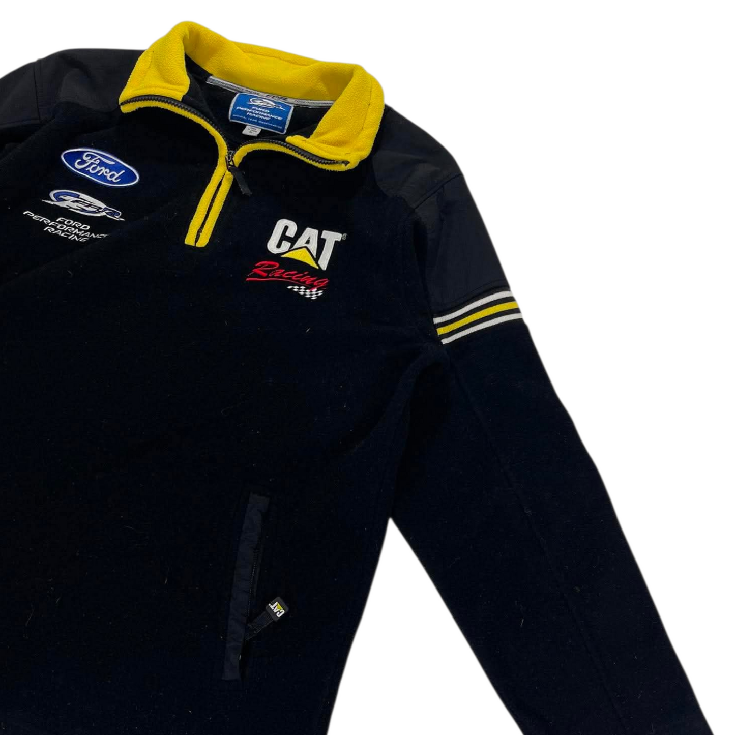 VINTAGE FORD PERFORMANCE RACING BLACK & YELLOW QUARTER ZIP FLEECE (L)