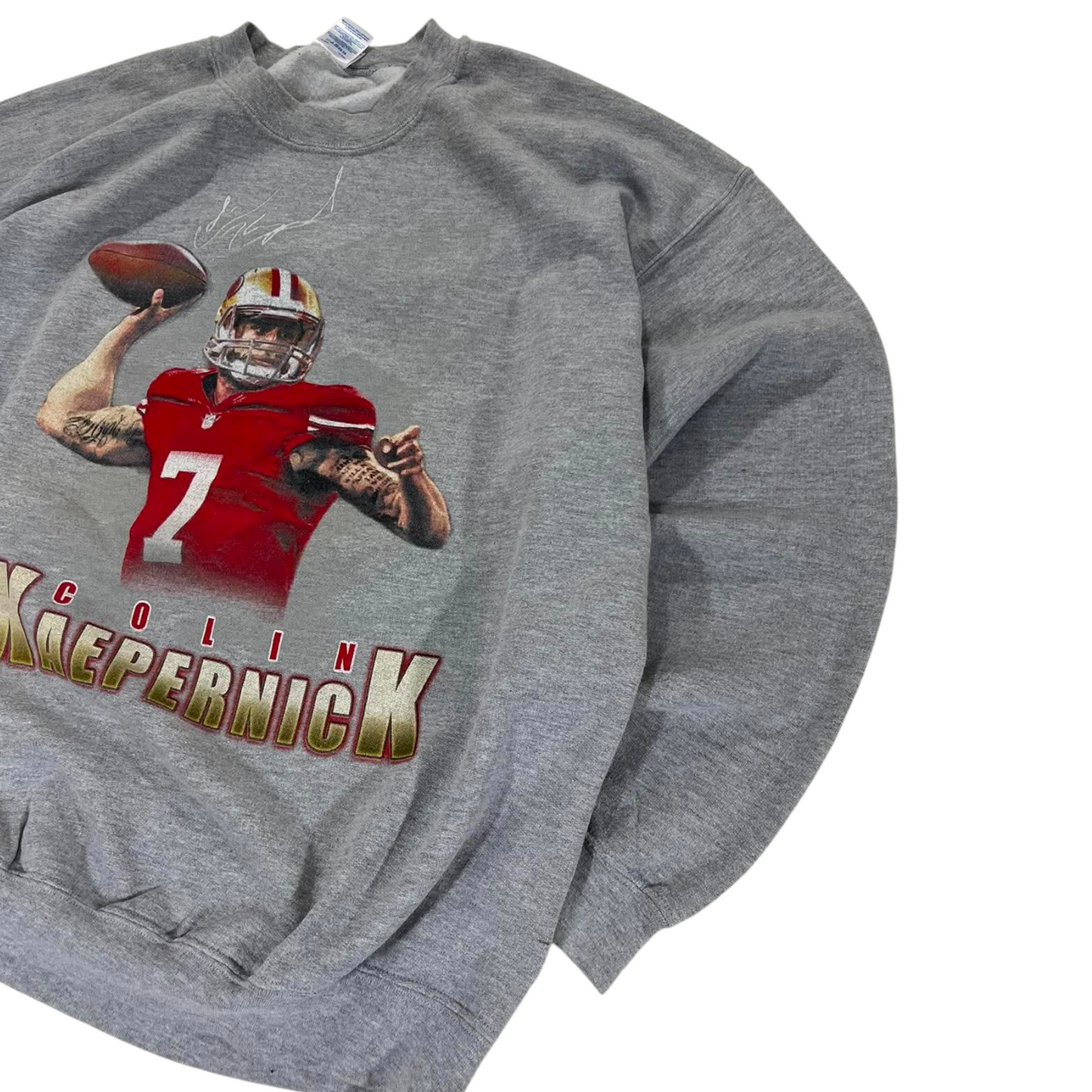 GREY VINTAGE COLIN KAEPERNICK SAN FRANCISCO 49ERS CREWNECK SWEATSHIRT (L-XL)