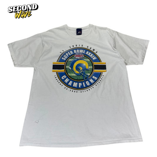 VINTAGE ST. LOUIS RAMPS SUPER BOWL CHAMPIONS WHITE T-SHIRT (XL)