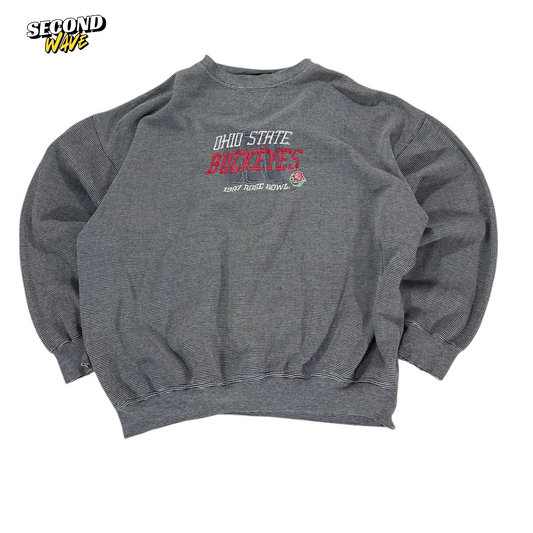 VINTAGE OHIO STATE BUCKEYES GREY CREWNECK SWEATSHIRT (L)
