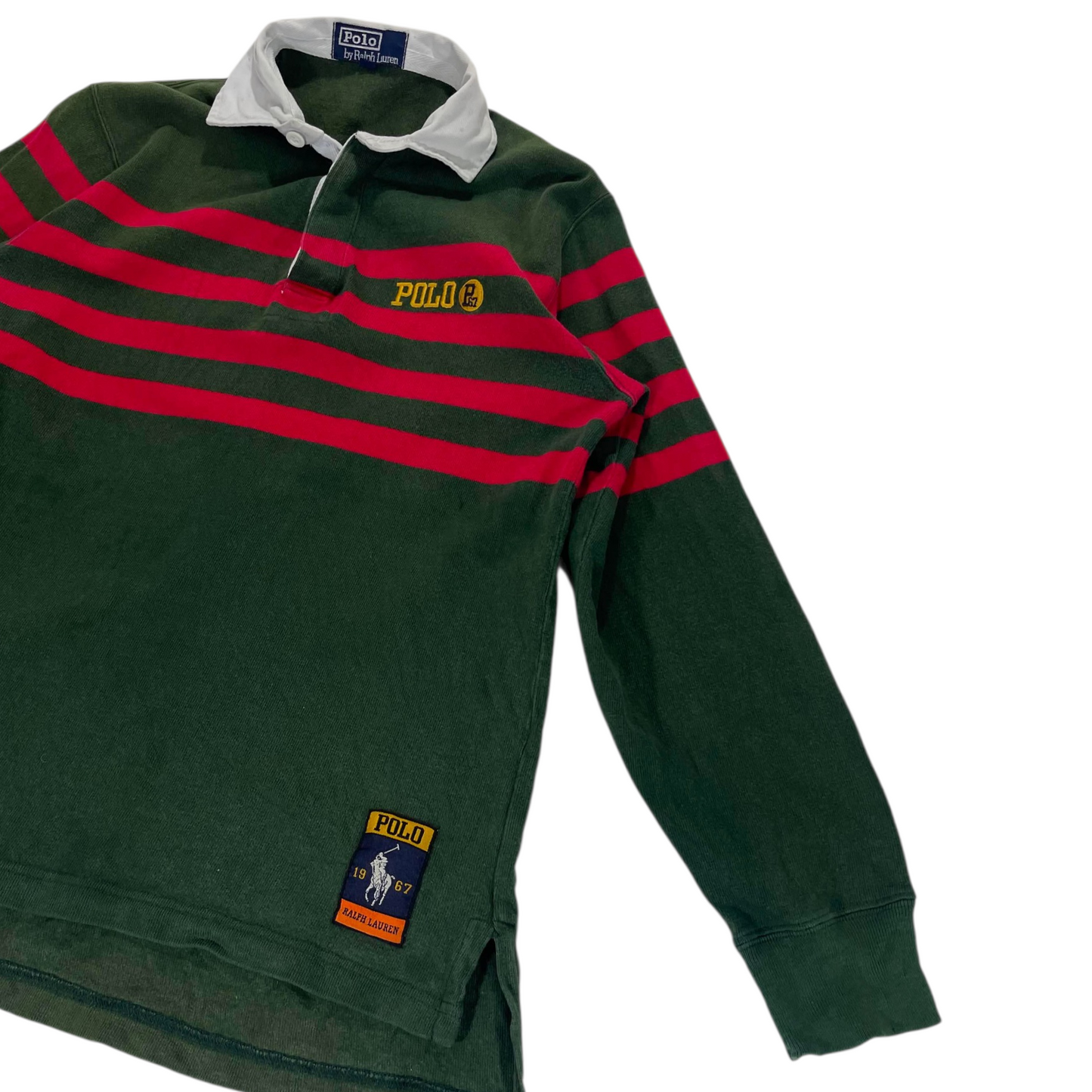 POLO RALPH LAUREN GREEN RUGBY SHIRT (S)
