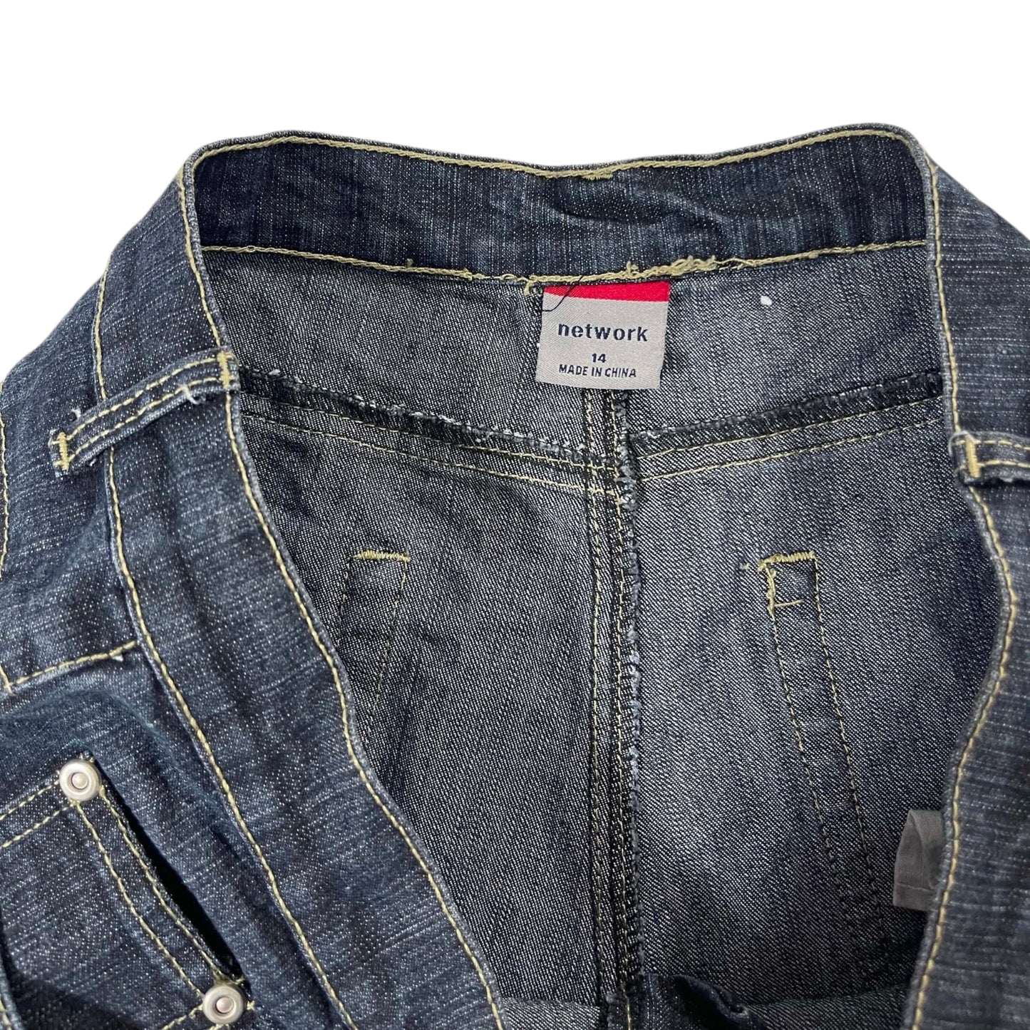 Y2K NETWORK BAGGY WIDE LEG JEANS (UK 14)