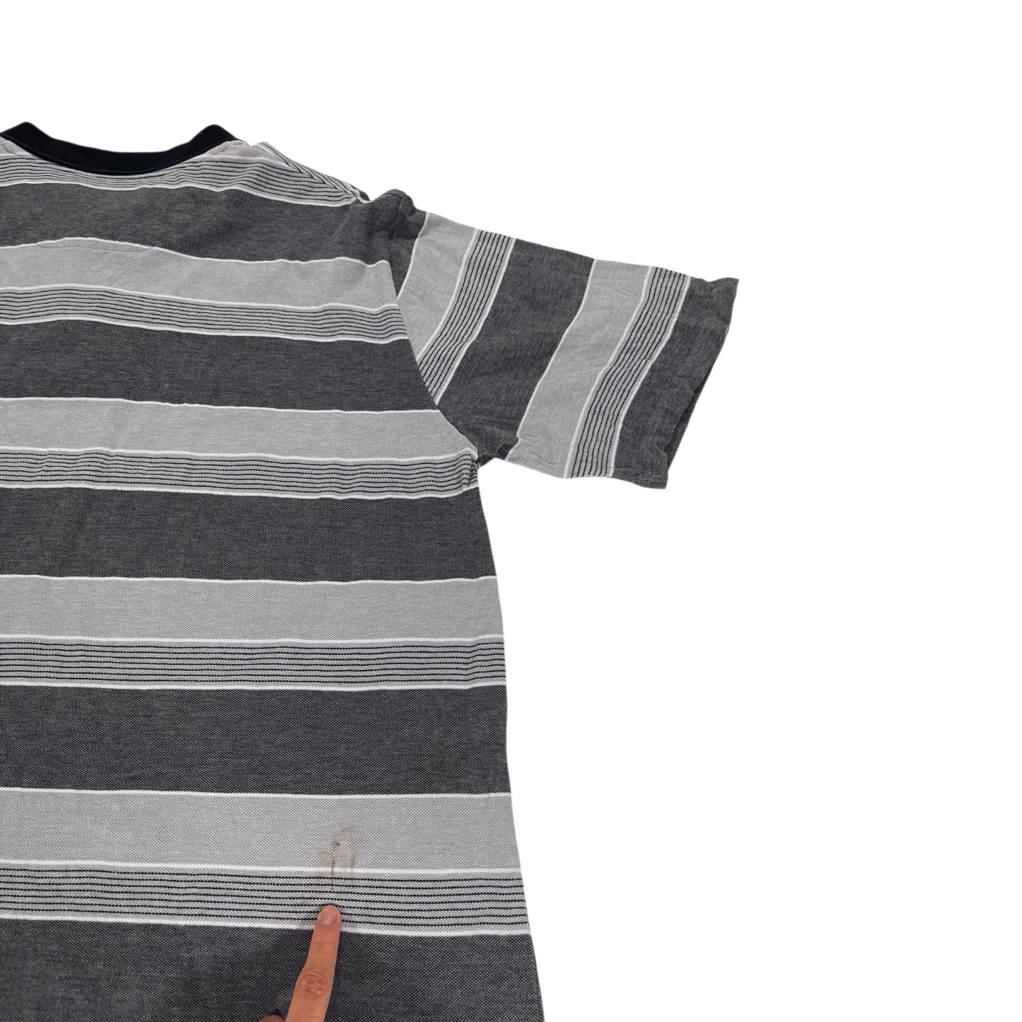 VINTAGE LOGAN & SONS GREY STRIPED POLO SHIRT (XL)
