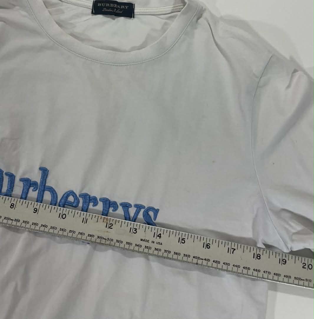 VINTAGE BURBERRY WHITE T-SHIRT WITH BLUE LOGO (M-L)
