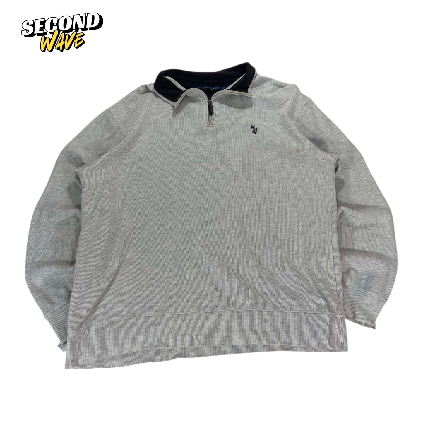 VINTAGE GRAY US POLO RALPH LAUREN QUARTER ZIP (XXL)