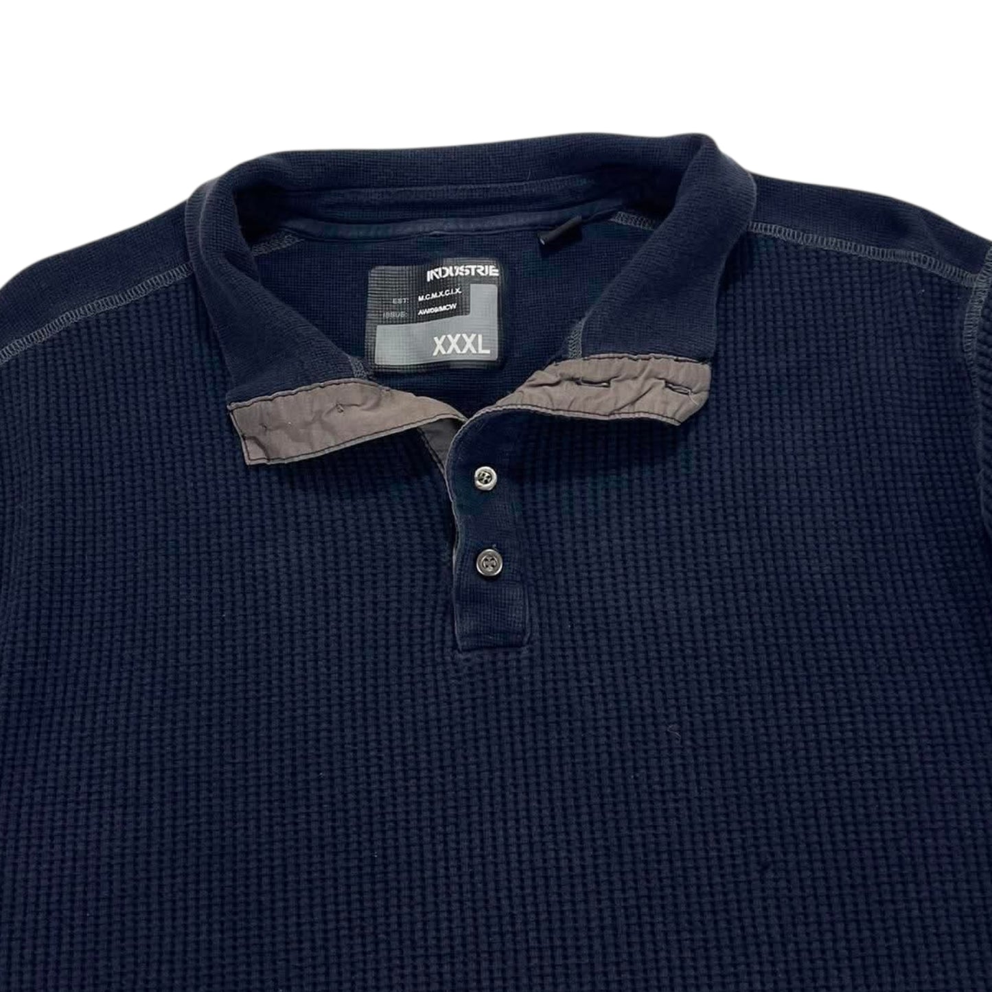 INDUSTRIE NAVY BLUE LONG SLEEVE POLO SHIRT WITH A RELAXED FIT (L)
