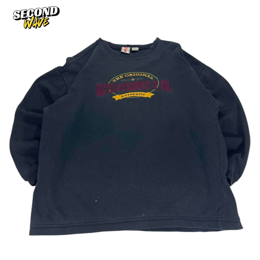 VINTAGE TRASHED LEVI'S NAVY SWEATSHIRT (M)