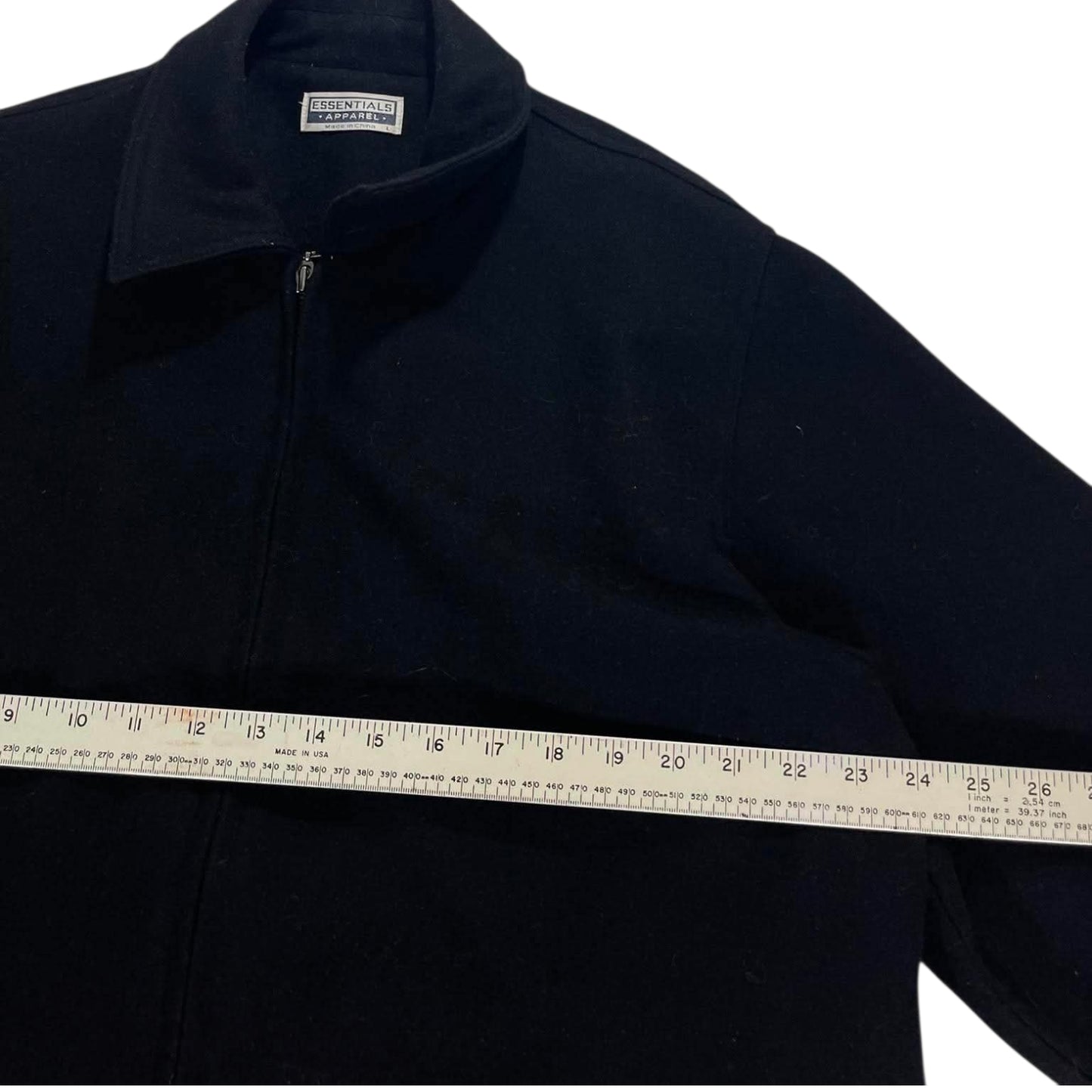 ESSENTIALS BLACK OVERSIZED ZIP UP JACKET (L)
