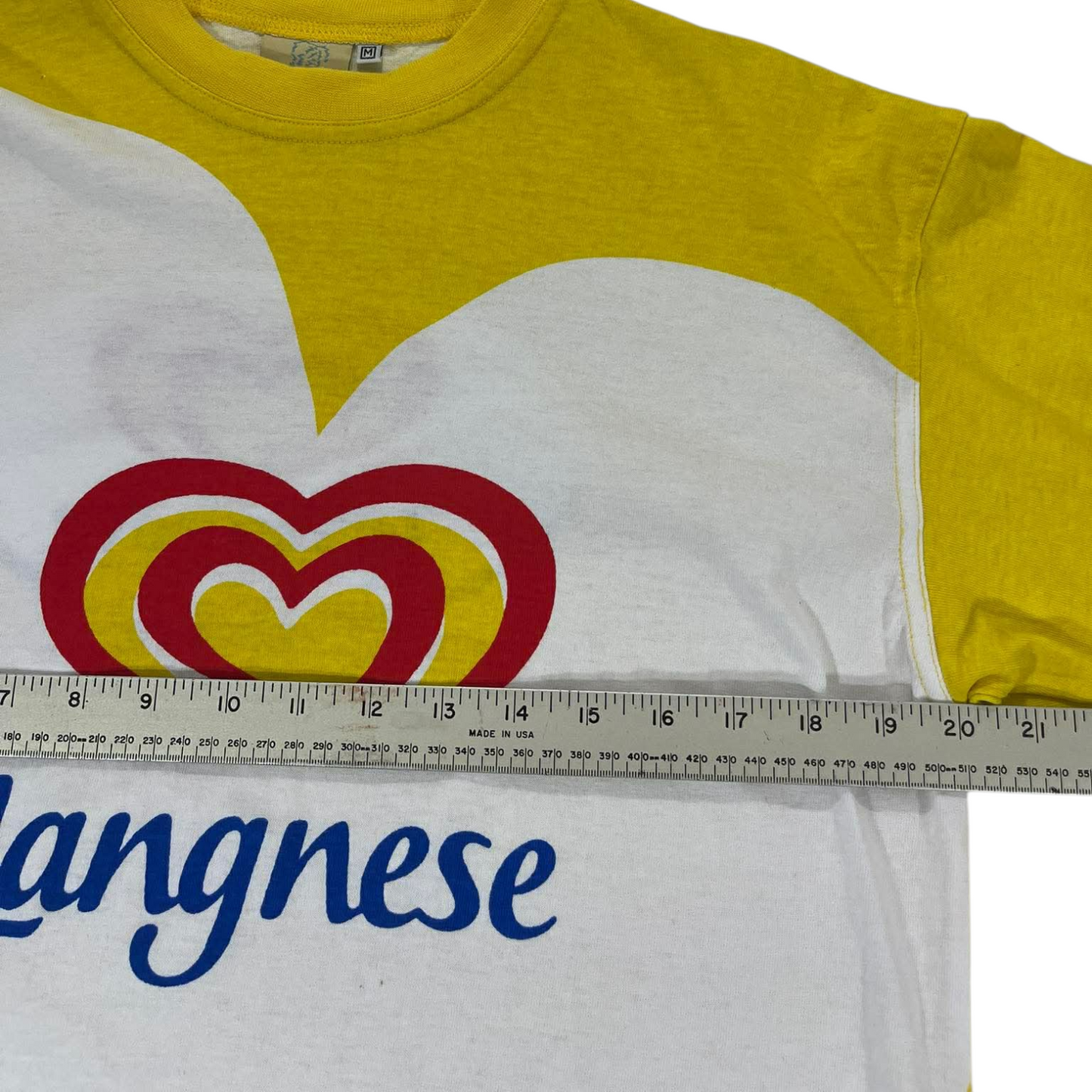 VINTAGE LANGNESE ICE CREAM YELLOW COTTON T-SHIRT (M)