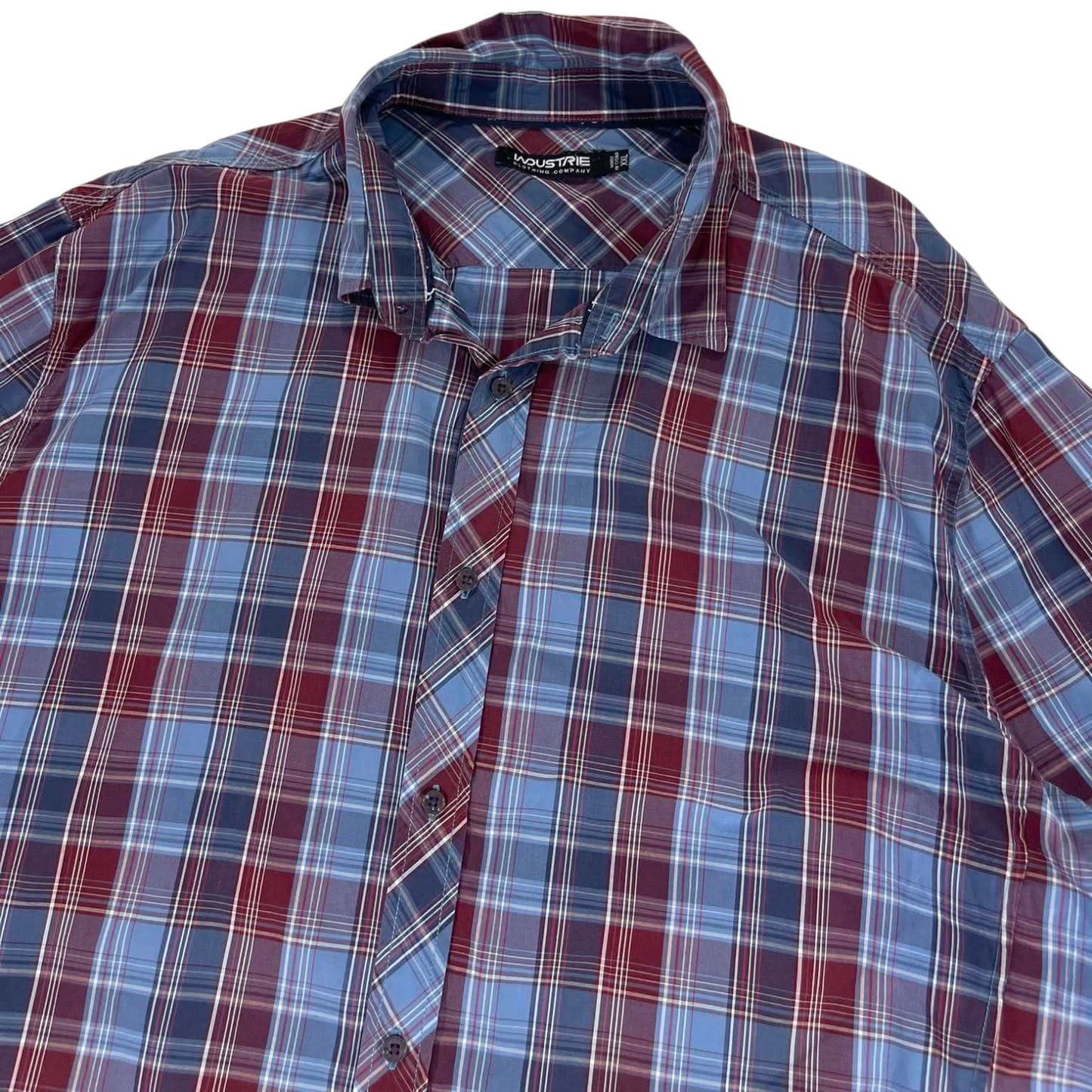 90S BLUE & RED PLAID BUTTON UP SHIRT (XL-XXL)