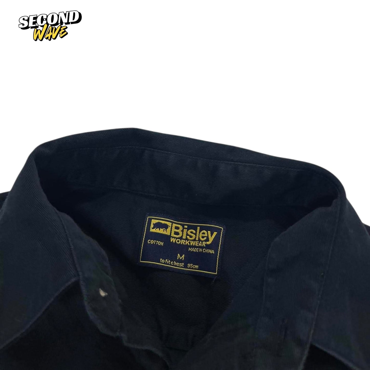 BISLEY BLACK WORKWEAR BUTTON UP (M)