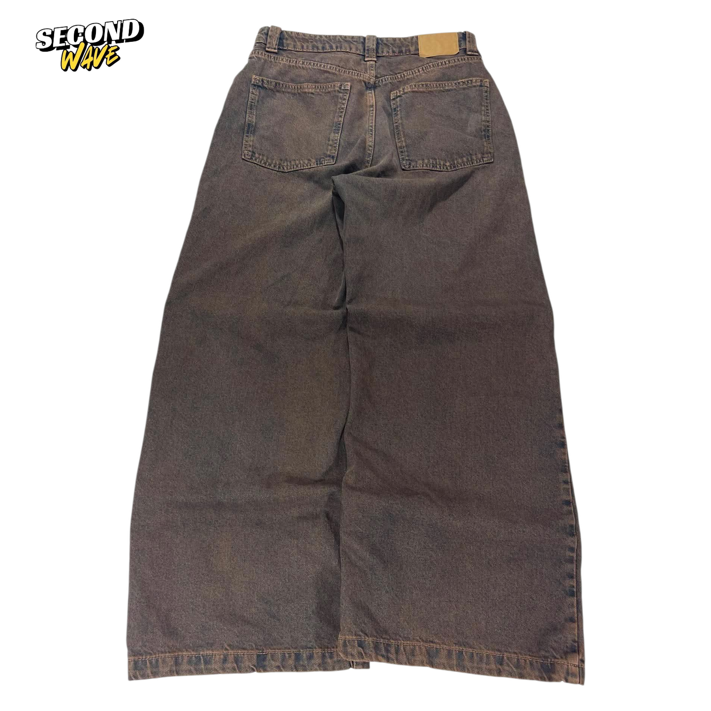 BAGGY WIDE LEG FADED DENIM JEANS (30)