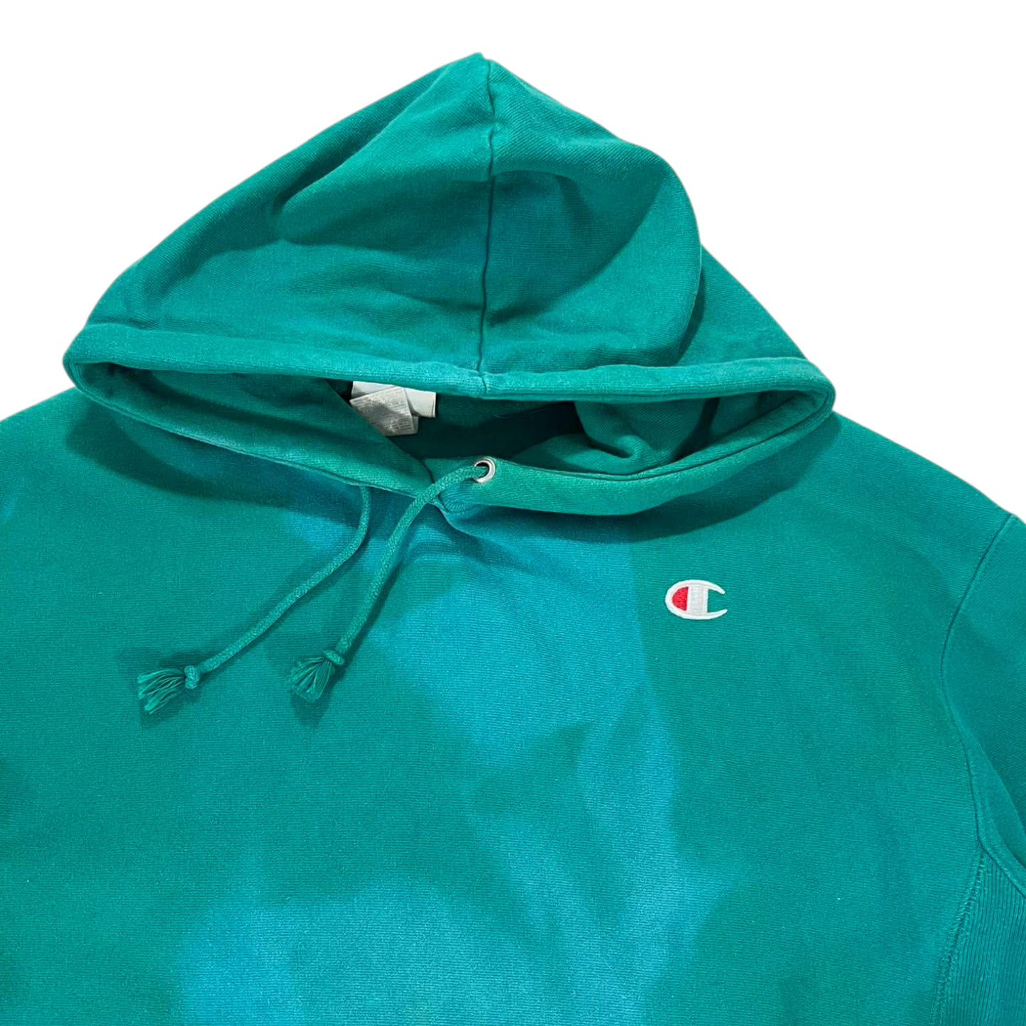 VINTAGE CHAMPION GREEN HOODIE WITH EMBROIDERED LOGO (M)
