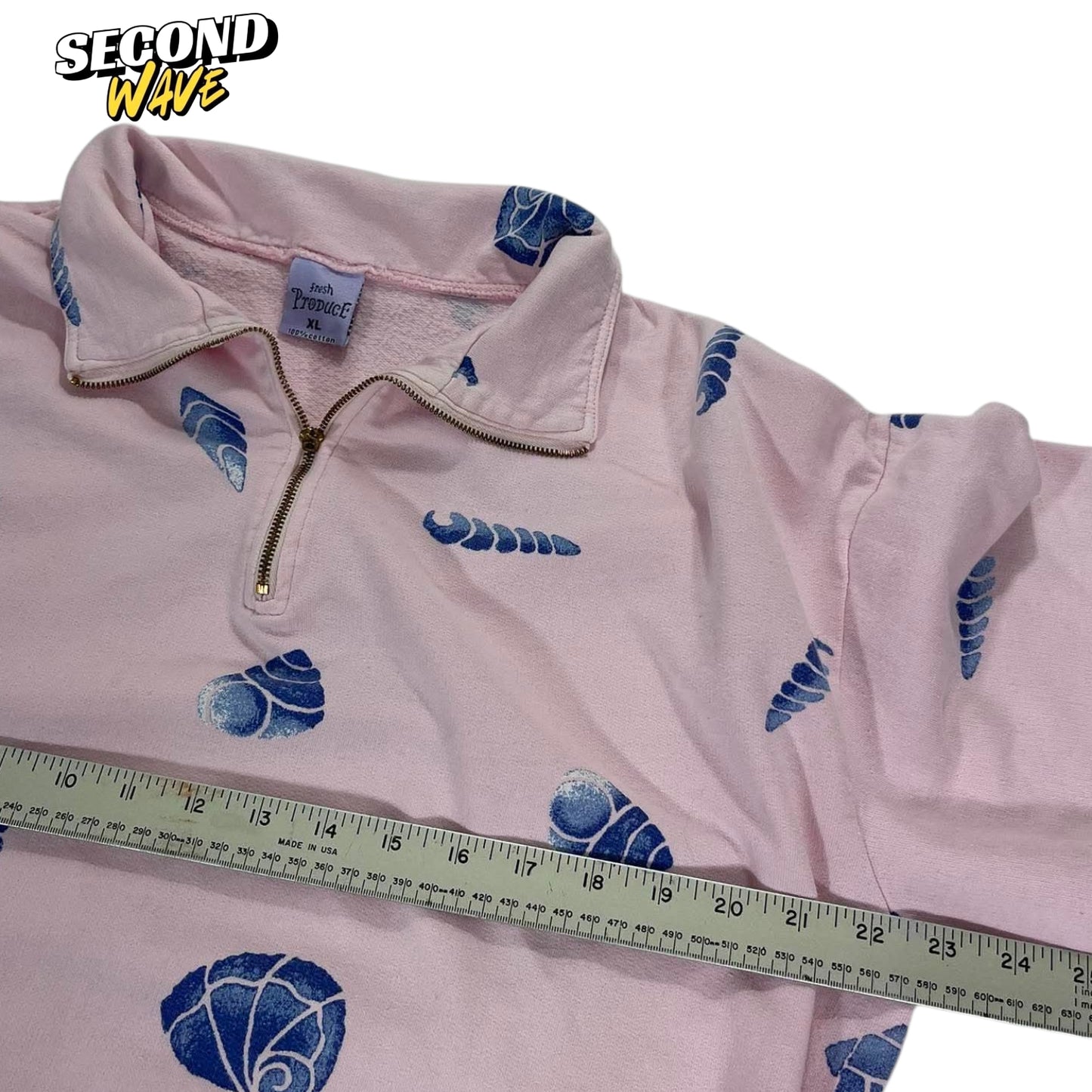 100% COTTON FRESH PRODUCE PINK SEASHELL ZIP UP (XL)