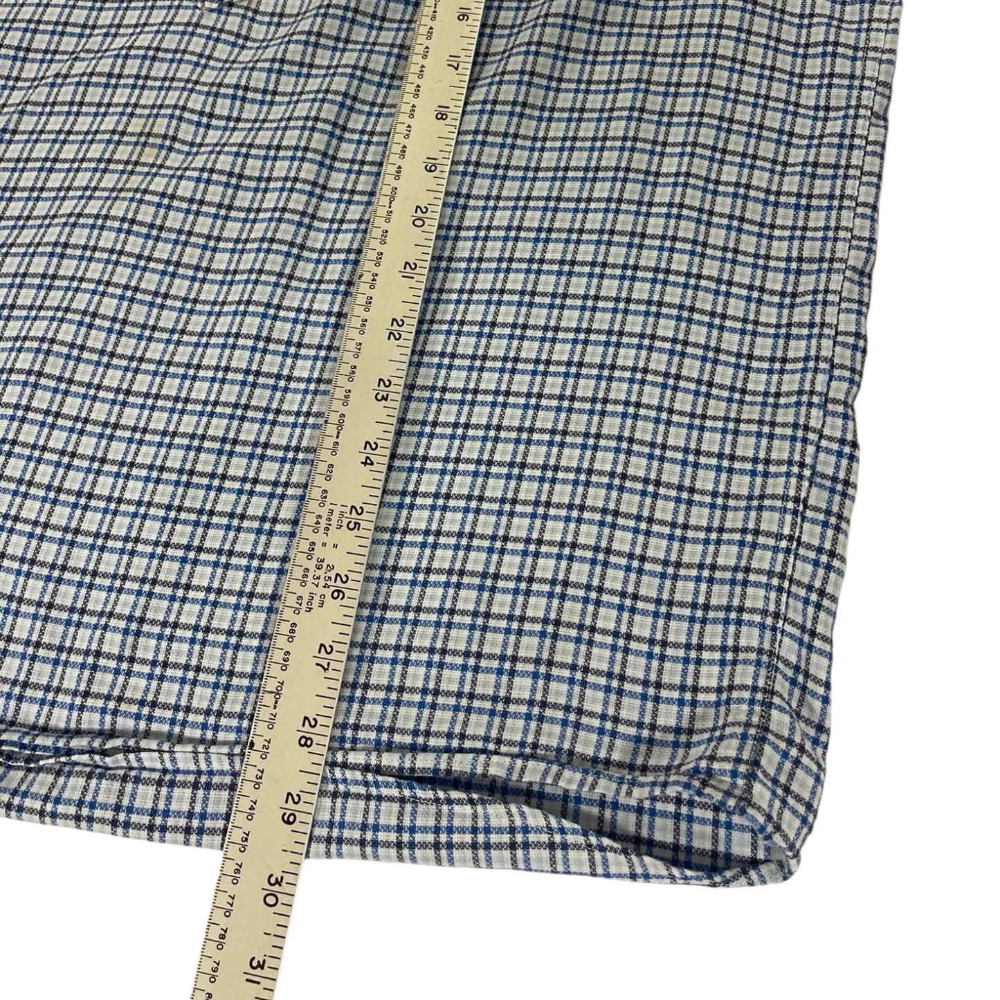 AERTEX BLUE & WHITE PLAID COTTON BUTTON (M)