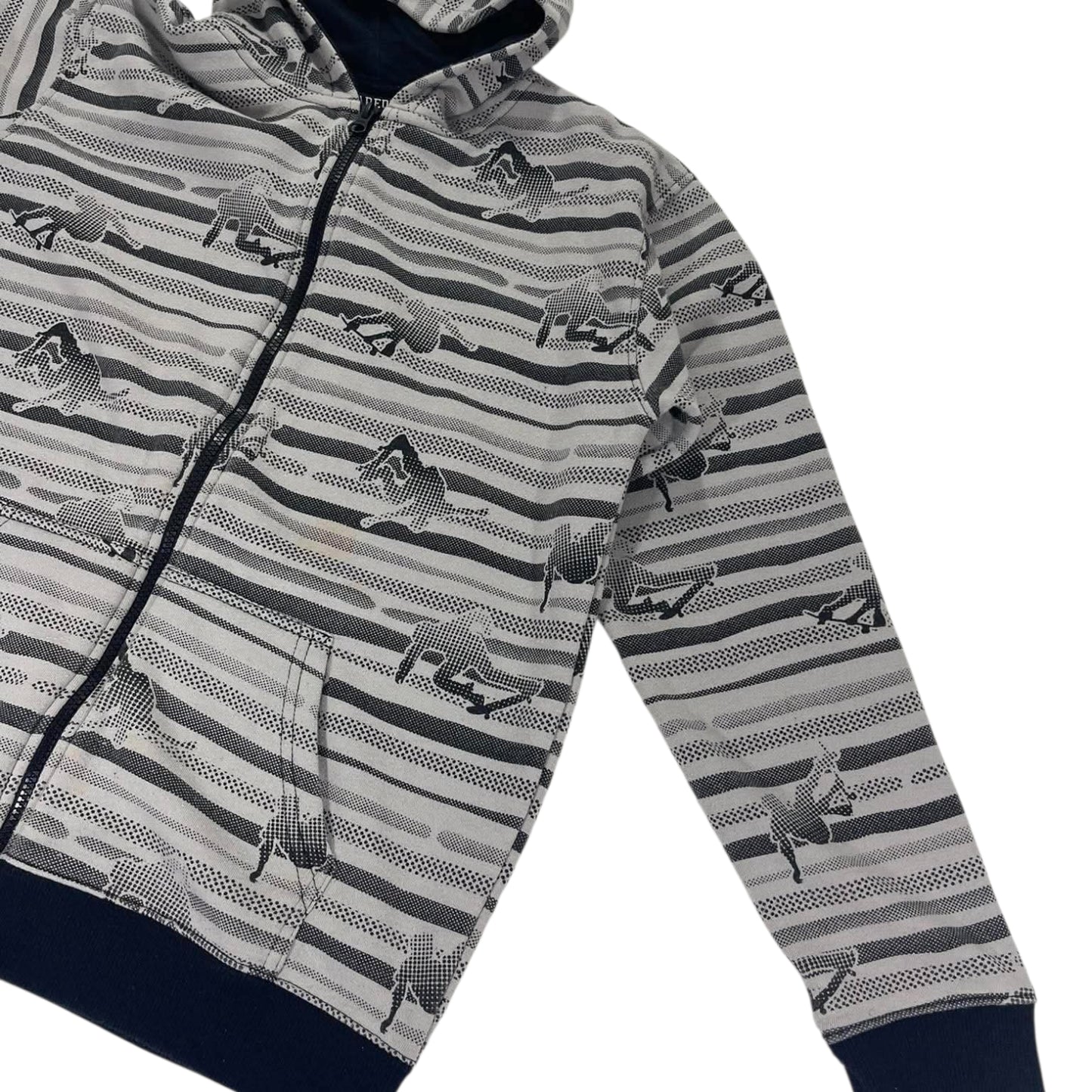 Y2K DAREDEVIL GREY ZIP UP HOODIE (M)