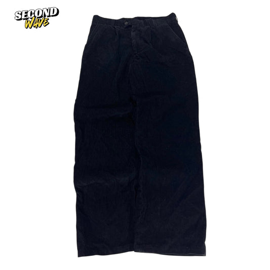 VINTAGE BRACKS BLACK CORDUROY WIDE LEG TROUSERS (32)