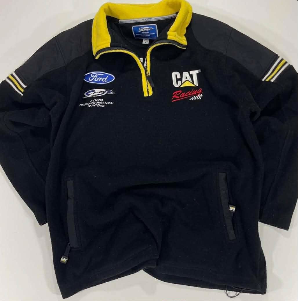 VINTAGE FORD CAT RACING BLACK FLEECE QUARTER ZIP