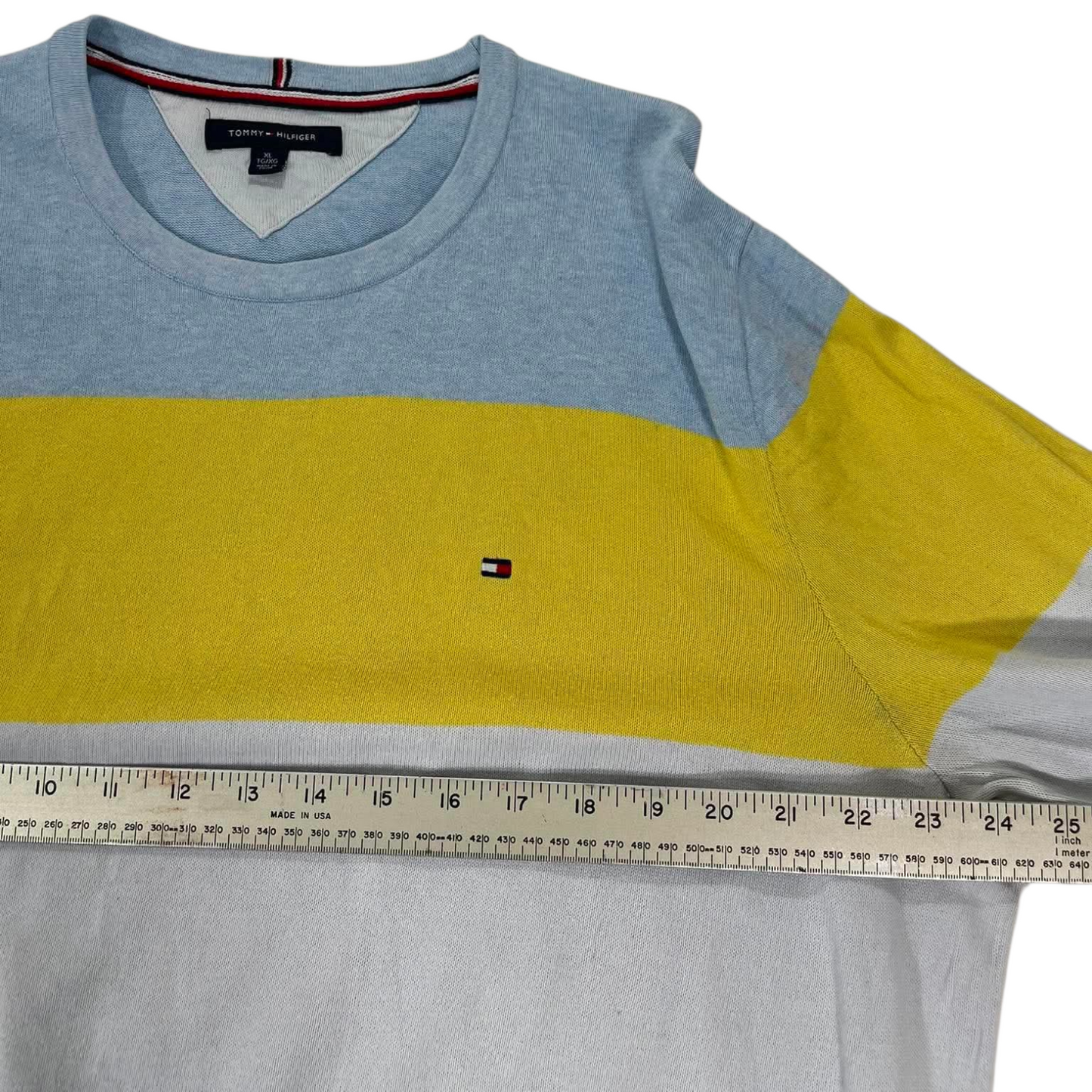 TOMMY HILFIGER BLUE STRIPED LONG SLEEVE SHIRT (L-XL)