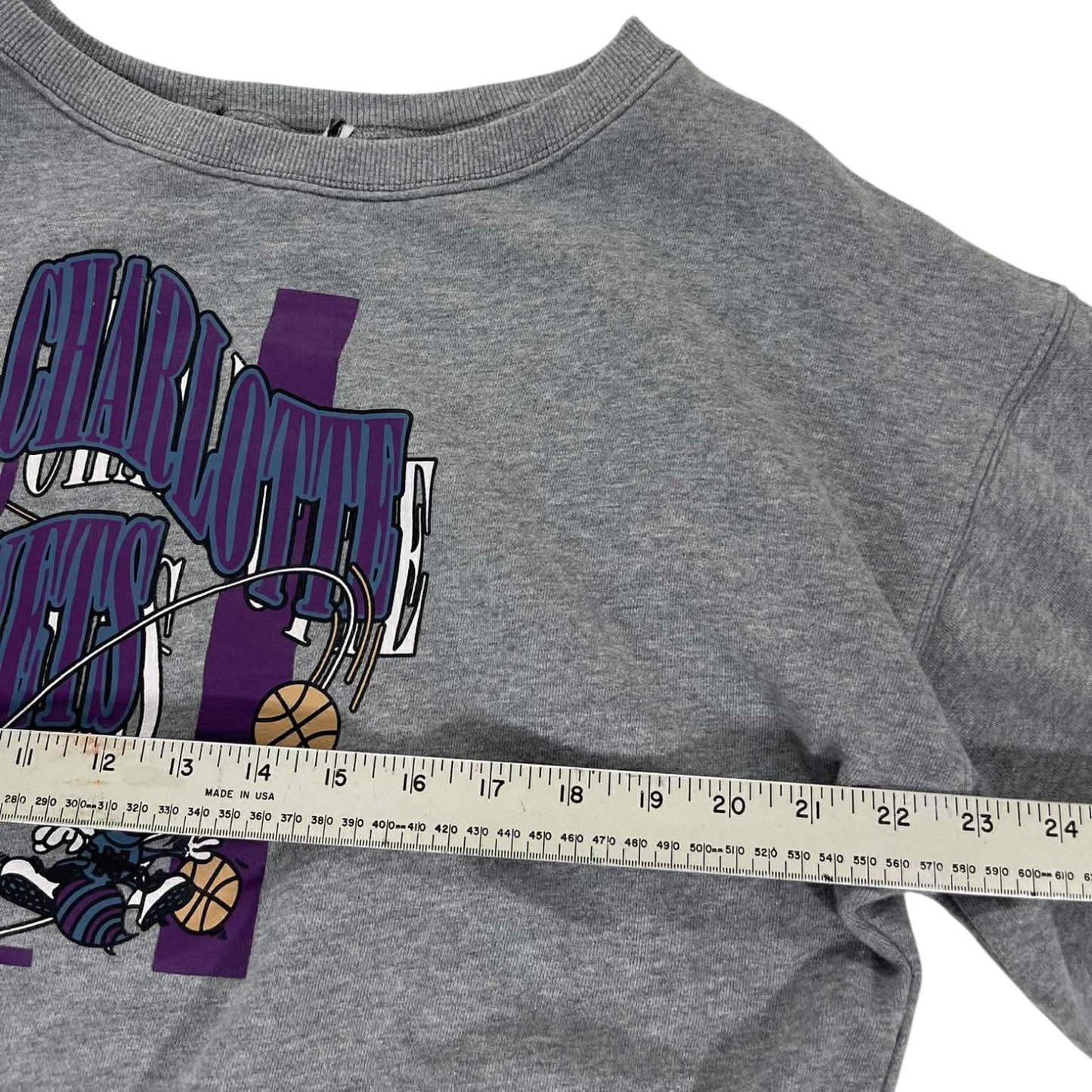 CROPPED STYLE CHARLOTTE HORNETS NBA GREY CREWNECKS SWEATSHIRT (S-M Boxy)