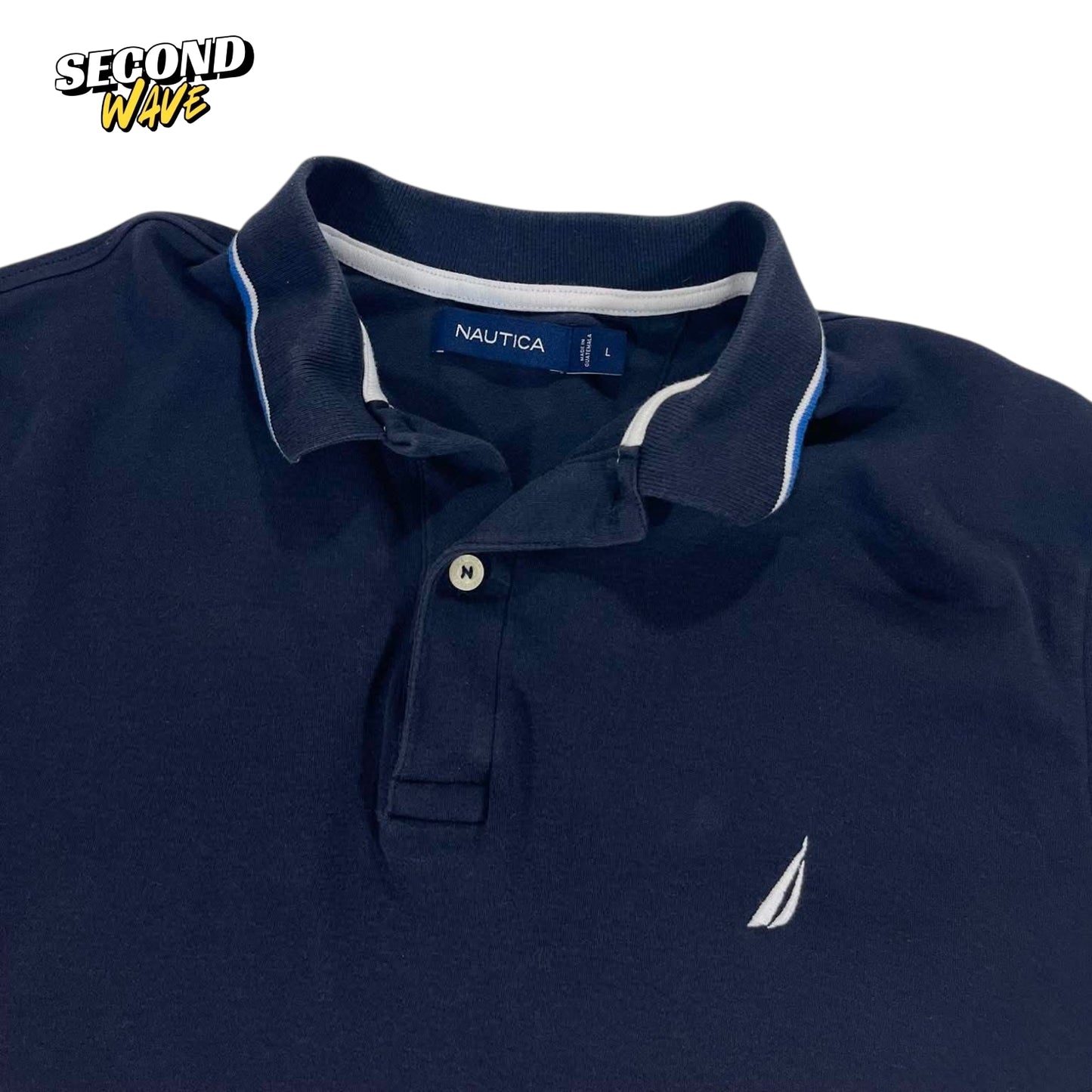 NAUTICA NAVY BLUE POLO SHIRT (L)