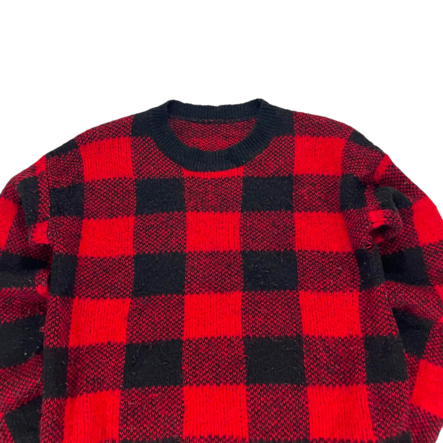 DOTTI RED/BLACK PLAID SWEATER WITH A COZY FEEL (M)