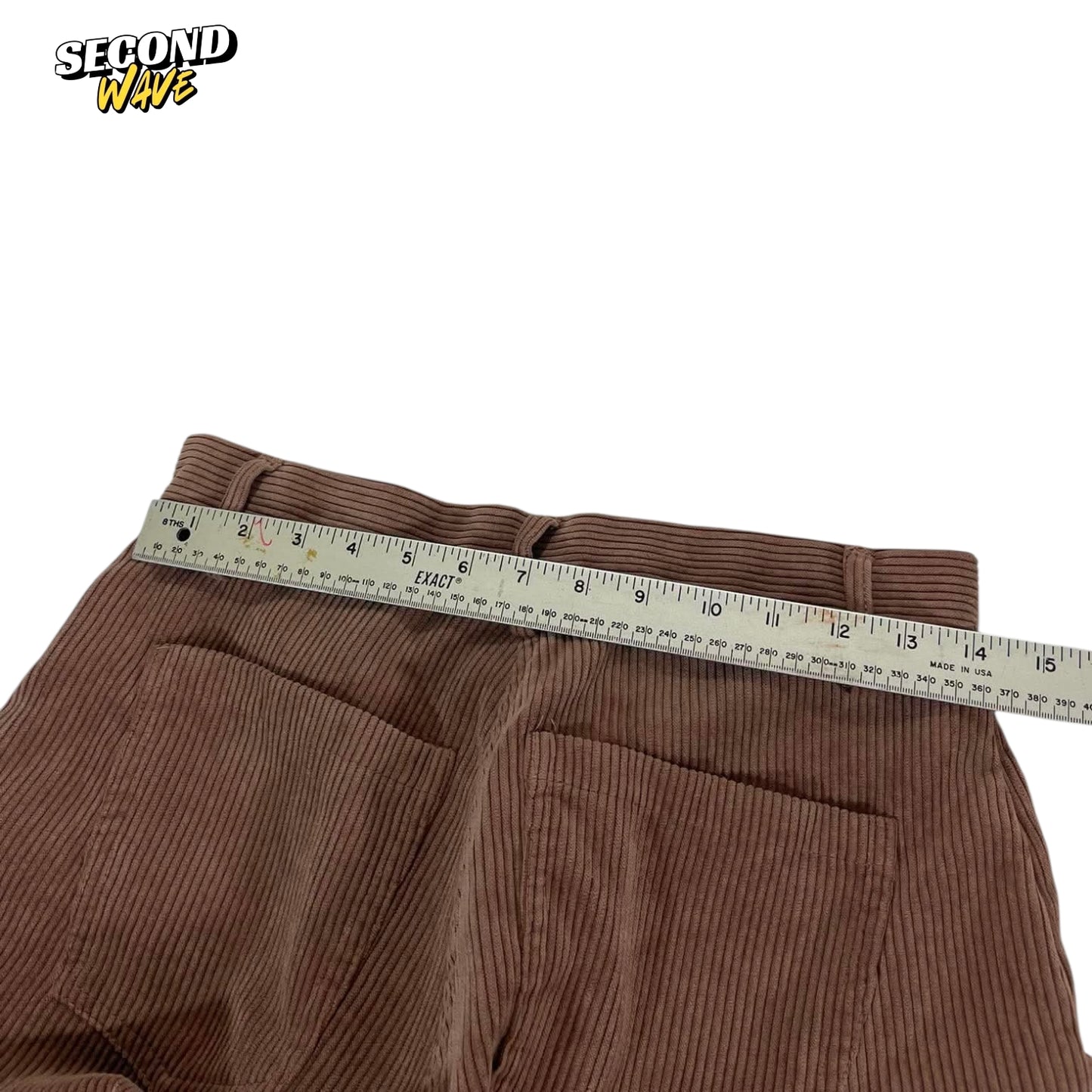 WOMENS COTTON ON BROWN CORDUROY WIDE LEG TROUSERS (28)