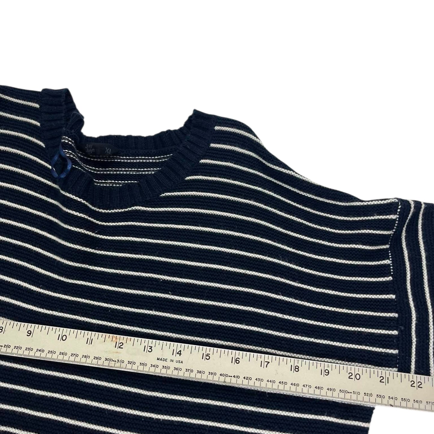 VINTAGE JAY JAYS NAVY BLUE & WHITE STRIPED CREWNECK (XL)