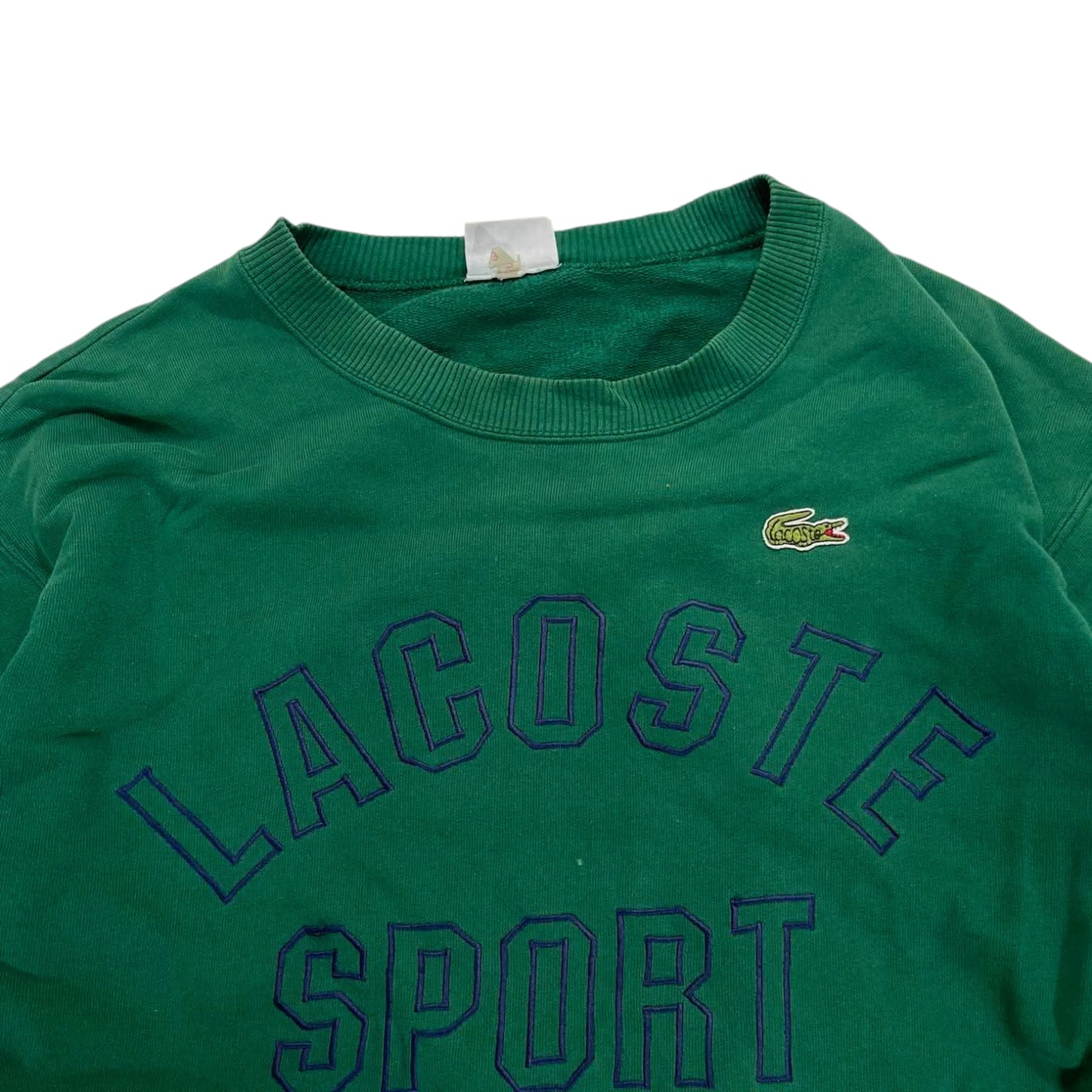 VINTAGE LACOSTE GREEN EMBROIDERED SPELLOUT SWEATSHIRT (L)