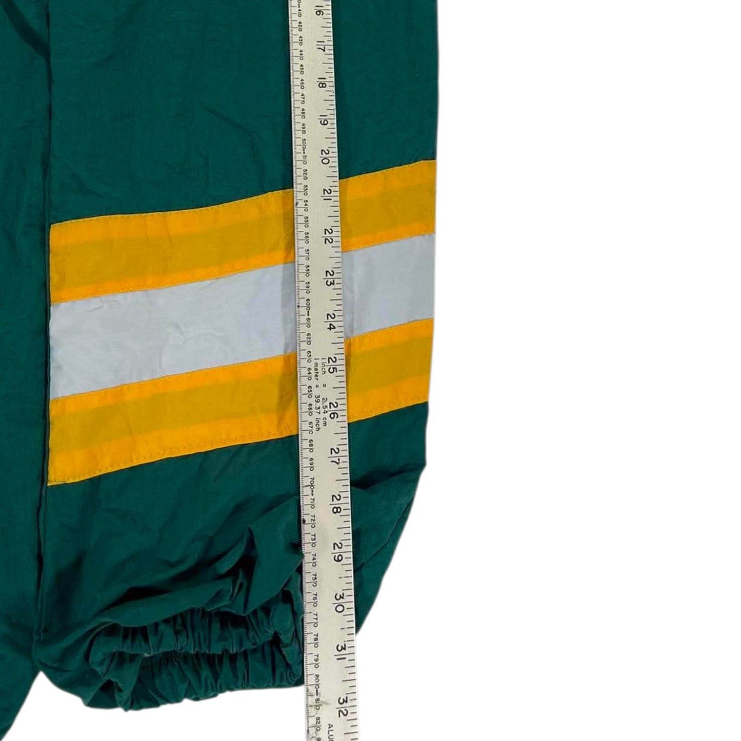 VINTAGE GREEN STRIPED BAGGY TRACK PANTS (S)