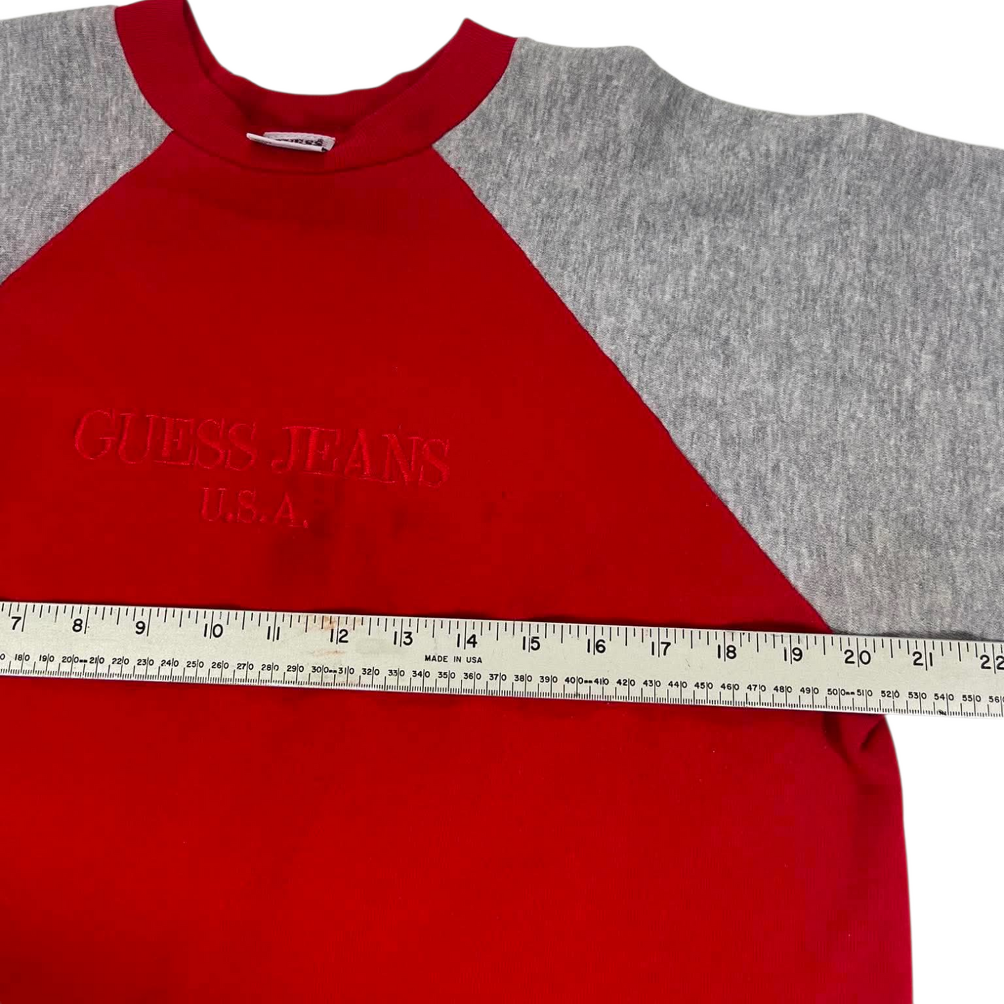 90S GUESS RED & GREY CREWNECK SWEATSHIRT (M)