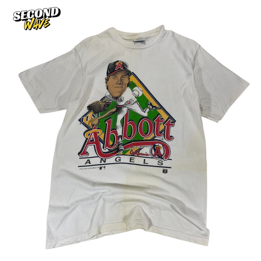 90S JIM ABBOTT ANGELS WHITE T-SHIRT (S-M)